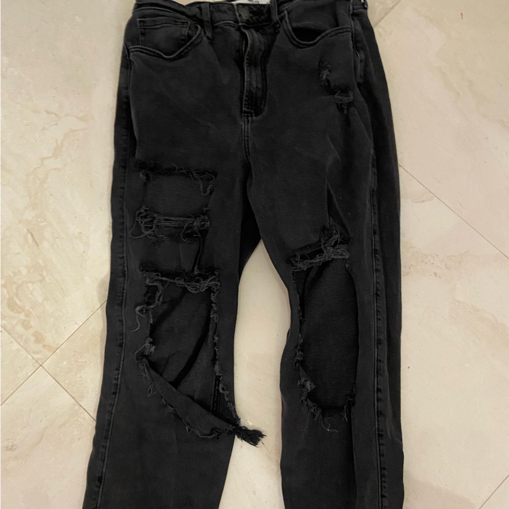 Black ripped mom hollister jeans